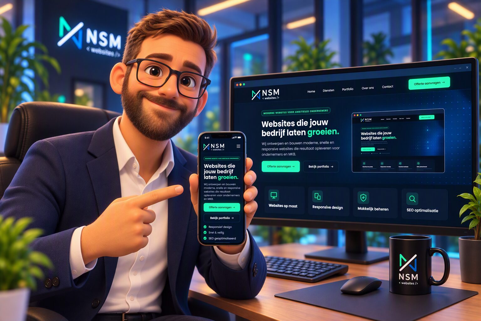 Werkplek van NSM-Websites, webdesign bureau in Nederland
